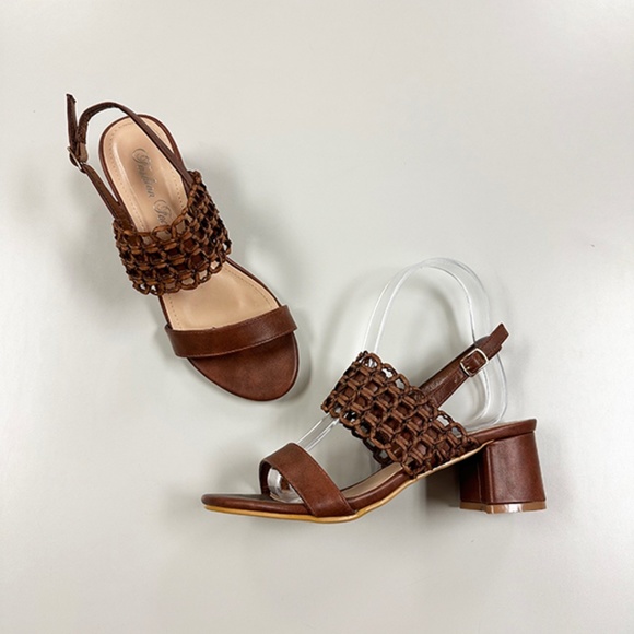 Short Heel Sandals from Fashion Focus - Oceria-3 Brown - Picture 1 of 2